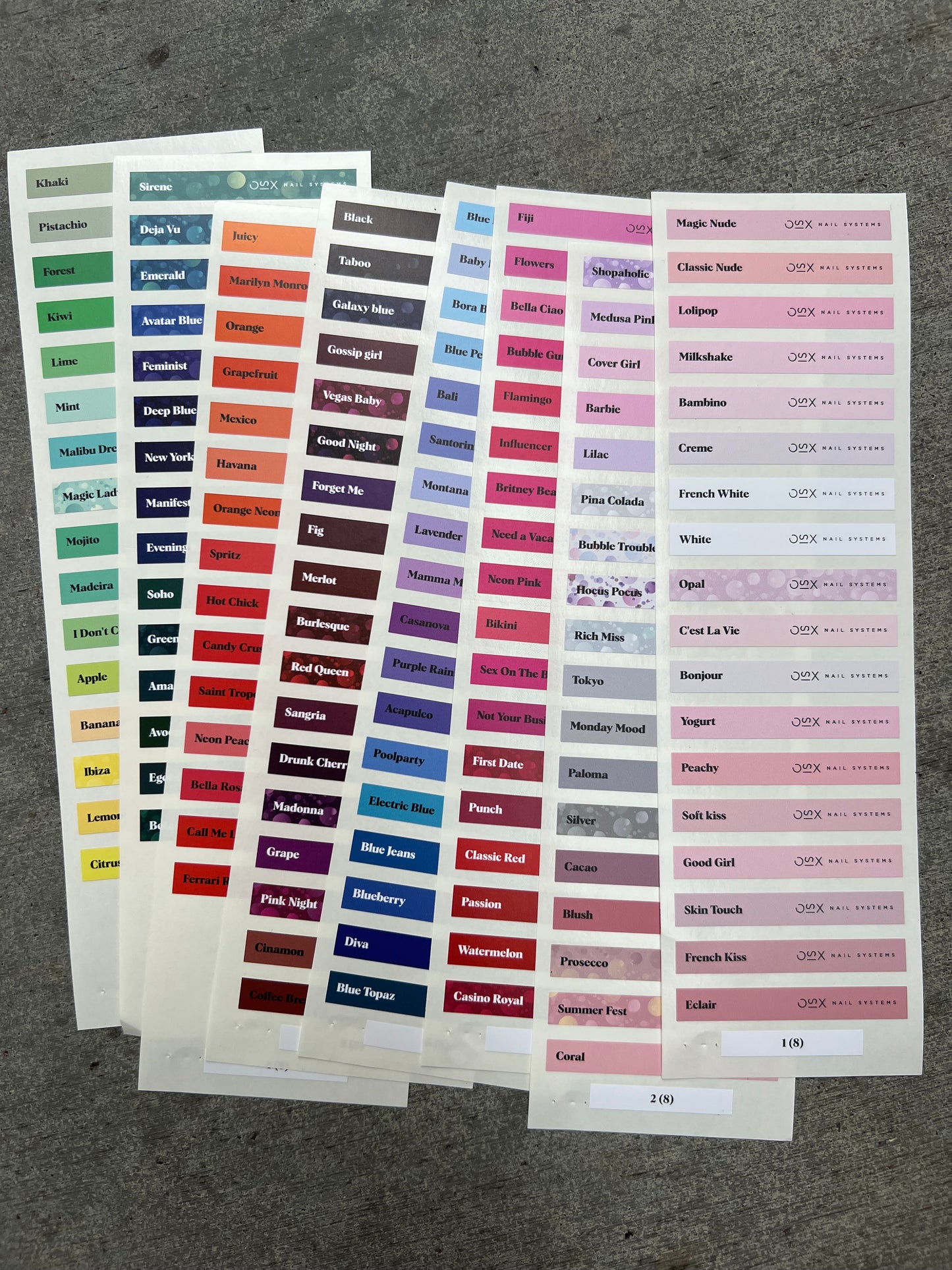 Palette color stickers set